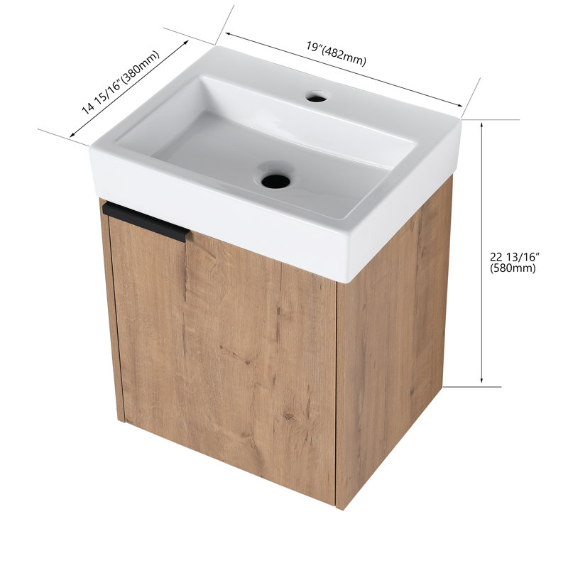 Orren Ellis 18 Inch Bathroom Vanity with Sink, Single Sink Wall-Mounted ...